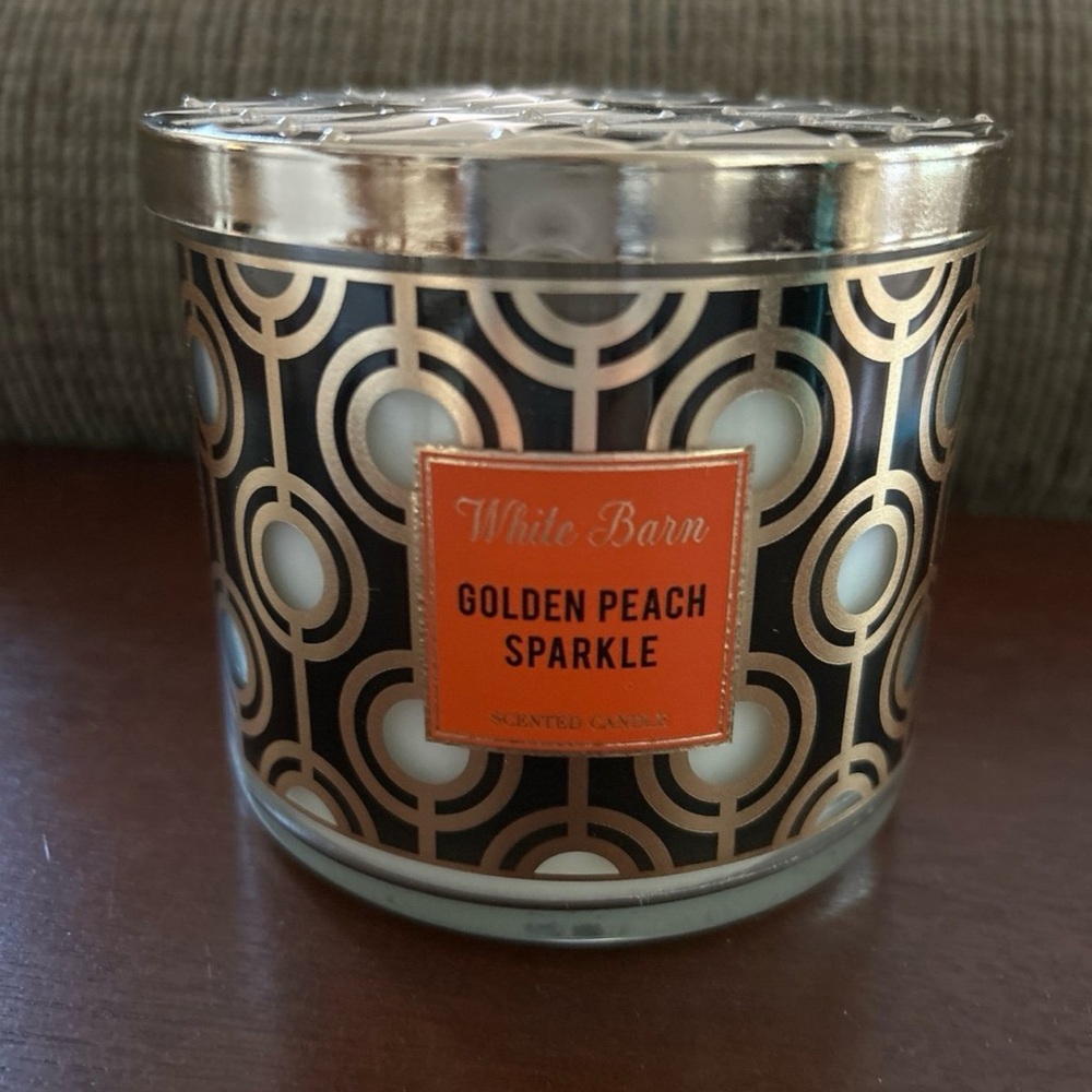 Golden Peach Sparkle 3-Wick Candle-RARE! NWT! Bath & Body Works